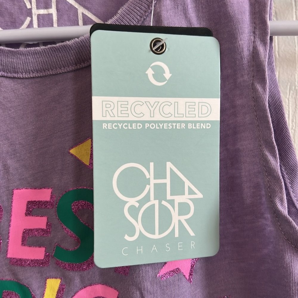 NWT, Chaser, Girls, “Best Big Sis Ever” Tank Top, lightweight shirttail hem - Picture 3 of 7